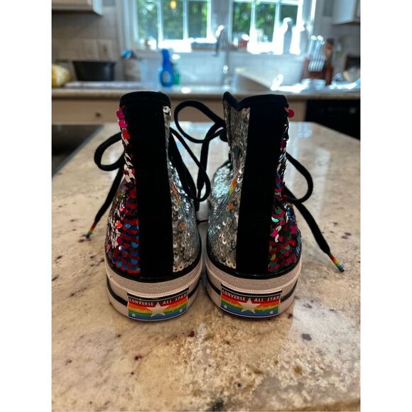 Converse Chuck 70 Pride Rainbow Sequin High Too Sneaker sz 6.5 - Picture 6 of 11
